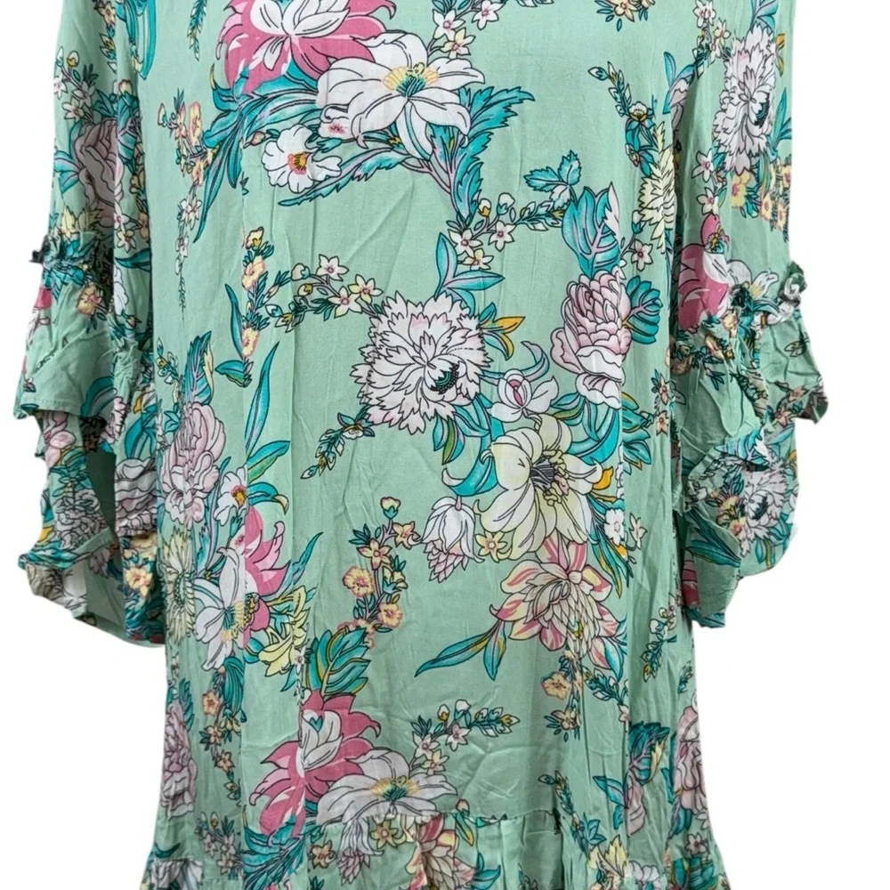 NWT Petal & Pup Mint colored print Dress with ruffle accents size 6